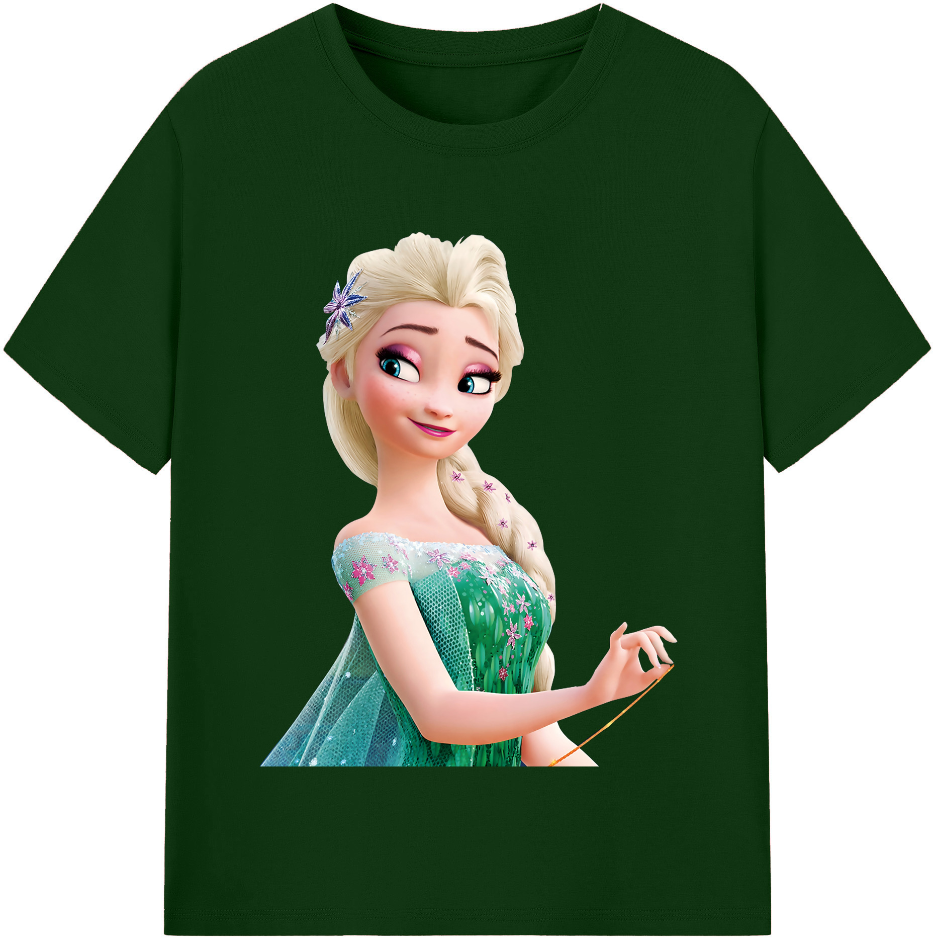 （画像用） アナと雪の女王 アンナ エルサ Frozen Anna Elsa 綿100％半袖Tシャツ（フロントプリント）